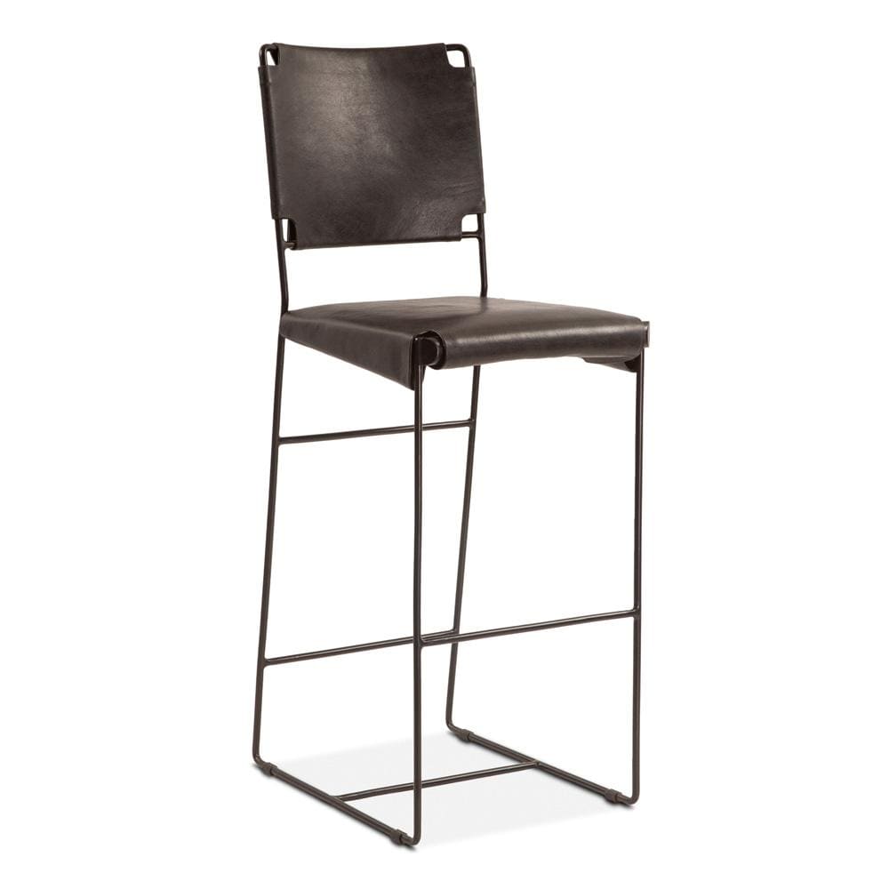 World Interiors - Melbourne 18in Buffalo Leather and Iron Bar Chair Black - ZWMLBNBC18BLK_CLOSEOUT veiw 1