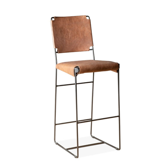 World Interiors - Melbourne 18in Buffalo Leather and Iron Bar Chair Brown - ZWMLBNBC18BR_CLOSEOUT veiw 1