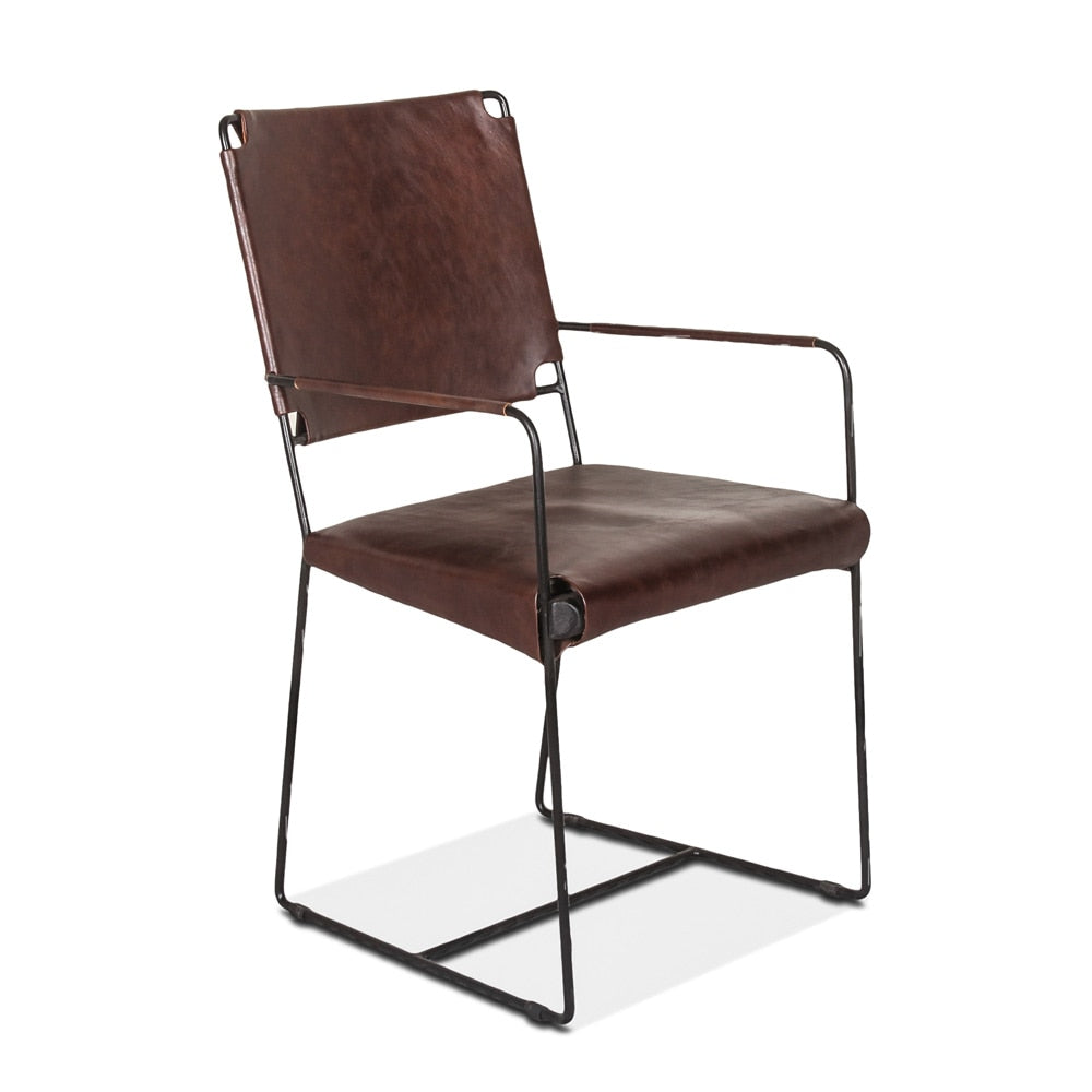 World Interiors - Melbourne Armchair, Chocolate Leather - ZWMLBNAC18L_CLOSEOUT veiw 1