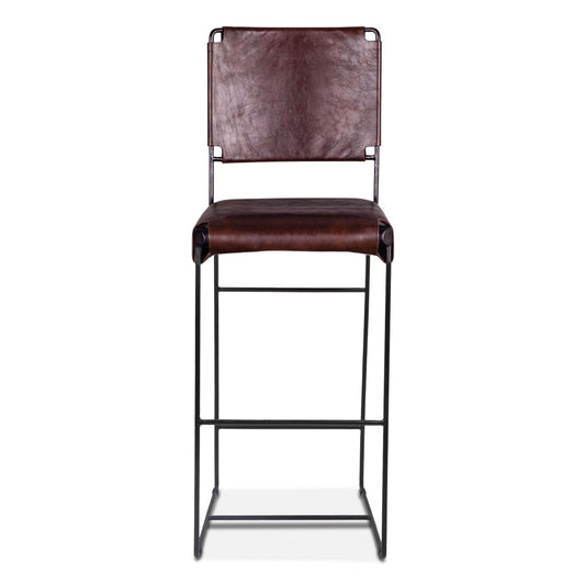 World Interiors - Melbourne Bar Chair Chocolate Leather - ZWMLBNBC18L_CLOSEOUT veiw 1