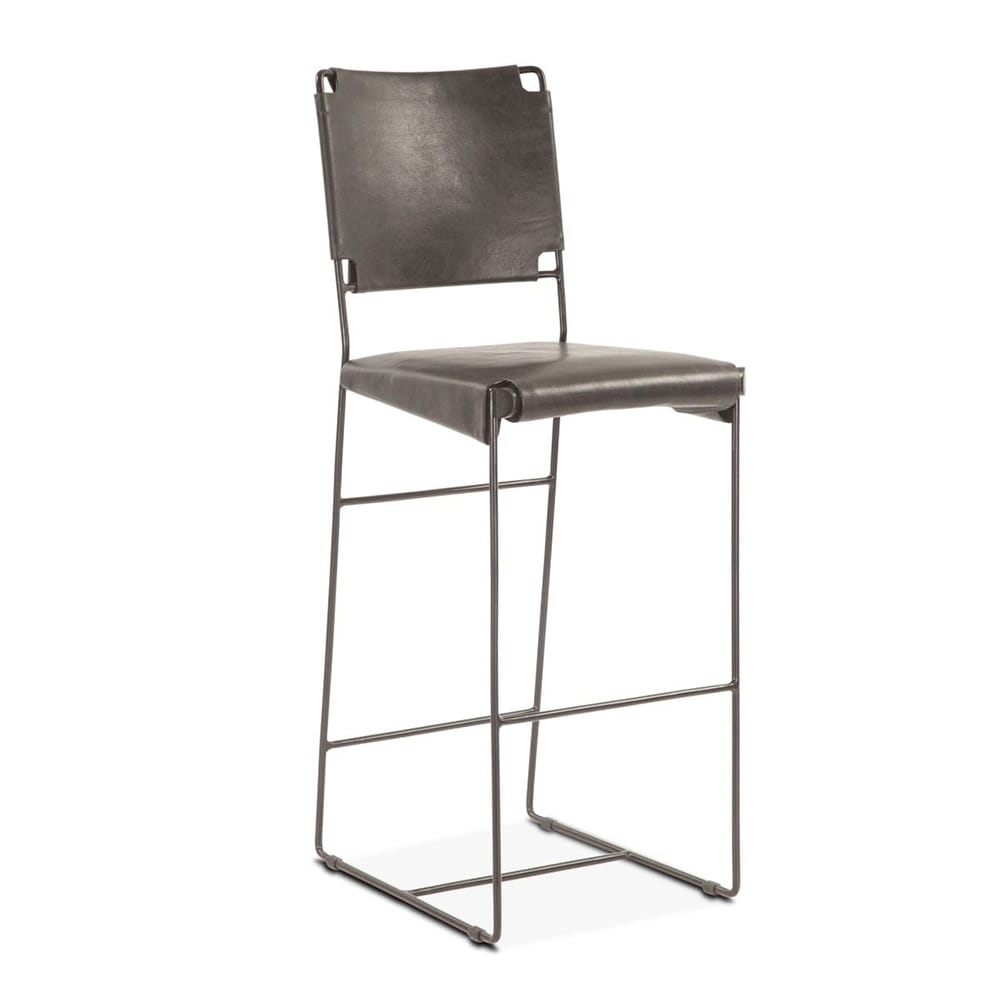 World Interiors - Melbourne Buffalo Leather and Iron Counter Chair in Black - ZWMLBCCBLL_CLOSEOUT veiw 1