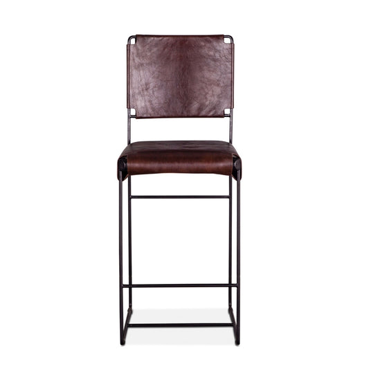 World Interiors - Melbourne Counter Chair Chocolate Leather - ZWMLBNCC18L veiw 1
