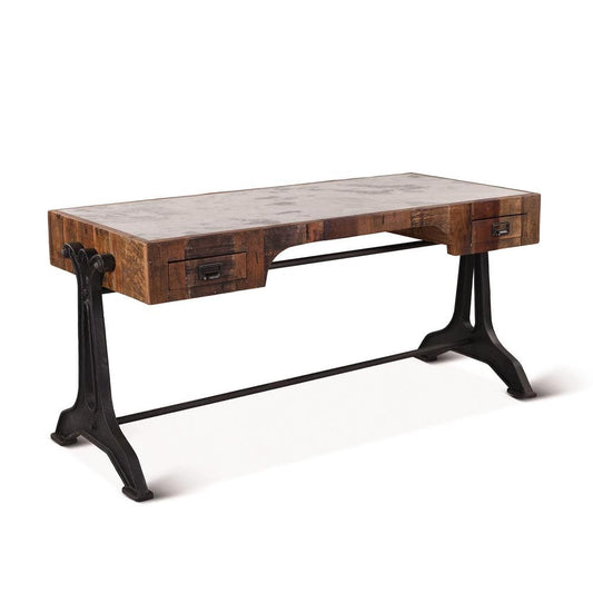 World Interiors - Melbourne Office Desk in Teak Wood with Natural Marble Inlay - ZWMELOD63 veiw 1