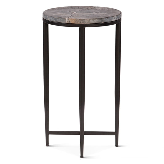 World Interiors - Mumbai 17in Side Table in Grey Septarian with Iron Base - ZWMUMST17GS veiw 1