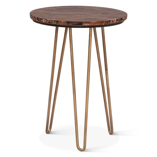 World Interiors - Mumbai 17in Side Table in Tiger Eye with Iron Base - ZWMUMST17TEB veiw 1