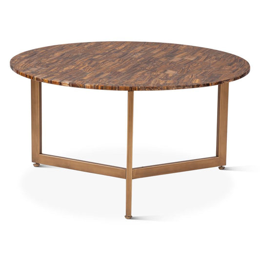 World Interiors - Mumbai 36in Coffee Table in Tiger Eye with Iron Base - ZWMUMCT36TEB_CLOSEOUT veiw 1