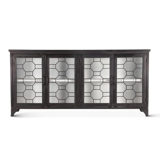 World Interiors - Neapolitan 80in Iron and Glass Sideboard Matte Black - ZWNEOSB80BLK_CLOSEOUT veiw 1