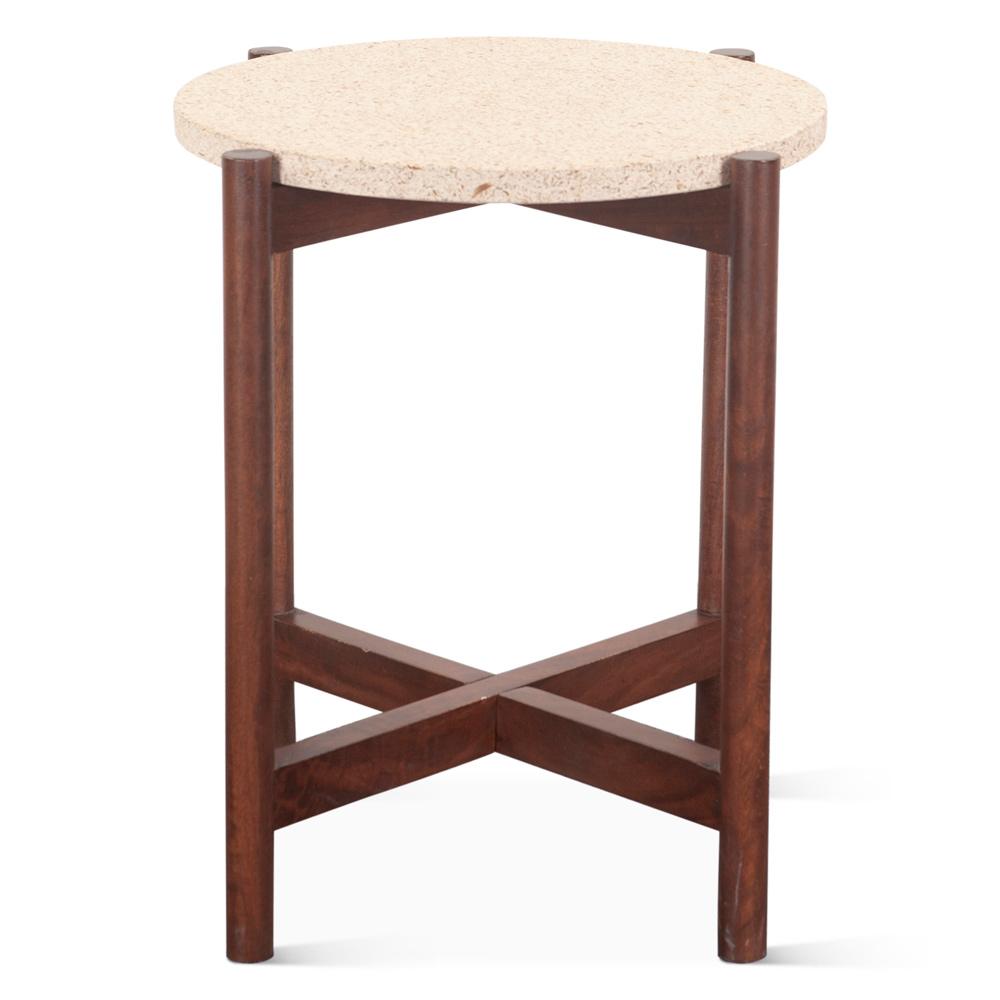 World Interiors - Notion Side Table with Beige Sandstone in Walnut Finish - ZWNOTST18BMWN_CLOSEOUT veiw 1