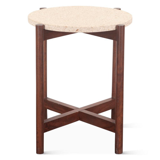 World Interiors - Notion Side Table with Beige Sandstone in Walnut Finish - ZWNOTST18BMWN_CLOSEOUT veiw 1