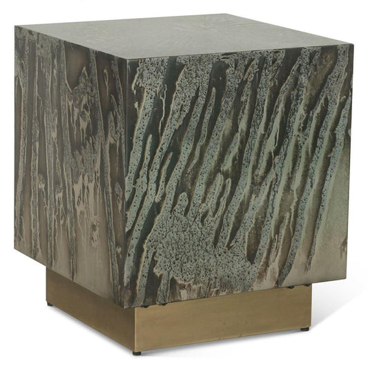 World Interiors - Odessa 20in Side Table in Desert Patina with Brass Base - ZWODS20STDP veiw 1