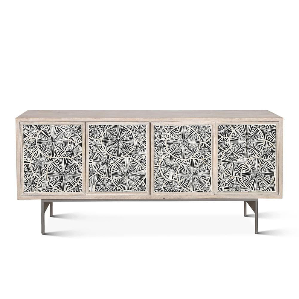 World Interiors - Palm Desert Modern Vintage White Sideboard with Bone Inlay - ZWPDVWSB_CLOSEOUT veiw 1
