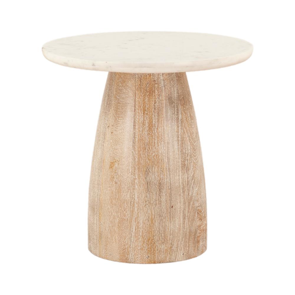 World Interiors - Palm Desert Round Side Table 22 White Marble Mod Base - ZWPDST22WM veiw 1
