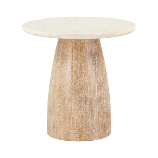 World Interiors - Palm Desert Round Side Table 22 White Marble Mod Base - ZWPDST22WM veiw 1