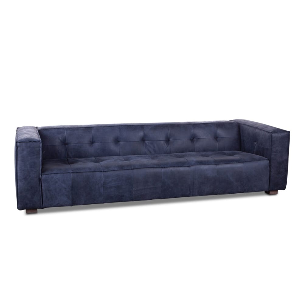 World Interiors - Portia Antique Blue Italian Leather Sofa - ZWPORTABSOF veiw 1