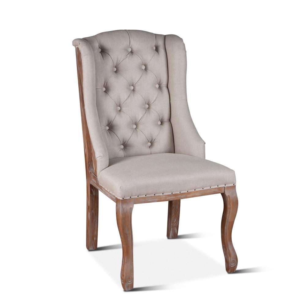World Interiors - Portia Dining Chair in Off-White Linen and Oak - ZWSH571 veiw 1