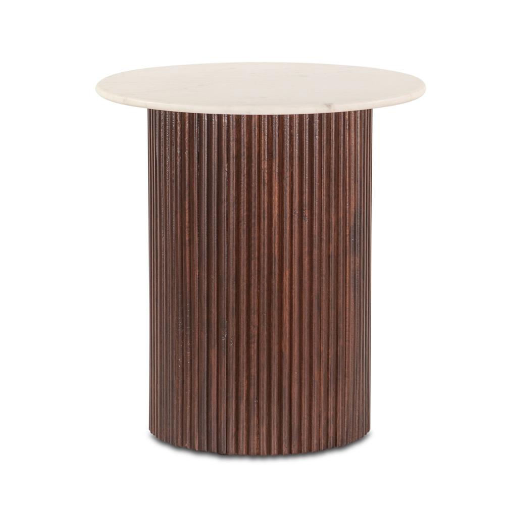 World Interiors - Positano 22in Mango Wood and White Marble Side Table - ZWPOSST22WM_CLOSEOUT veiw 1