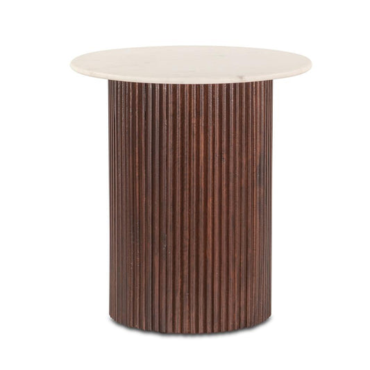 World Interiors - Positano 22in Mango Wood and White Marble Side Table - ZWPOSST22WM_CLOSEOUT veiw 1