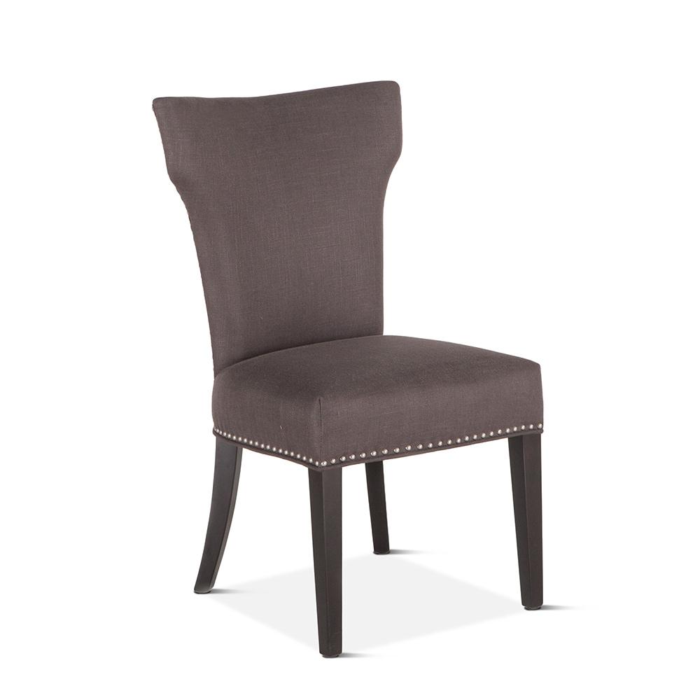 World Interiors - Quincy Dining Chair in Dark Gray Linen with Java Legs - ZWBEC11J_CLOSEOUT veiw 1