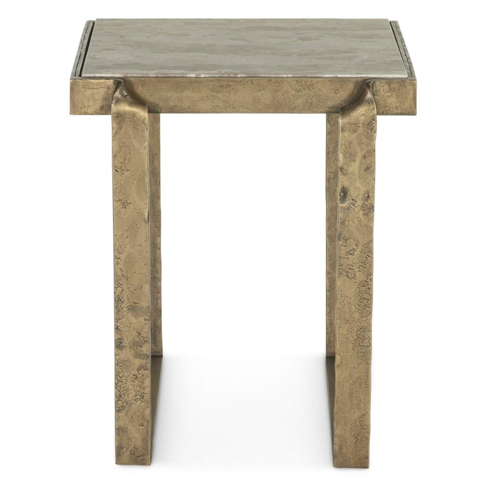 World Interiors - Rhodes 20in Side Table with Marble and Antique Brass - ZWRHOSTMAB veiw 1