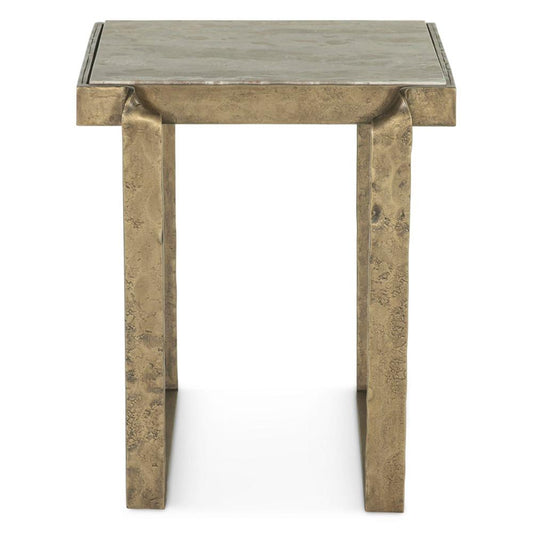 World Interiors - Rhodes 20in Side Table with Marble and Antique Brass - ZWRHOSTMAB veiw 1