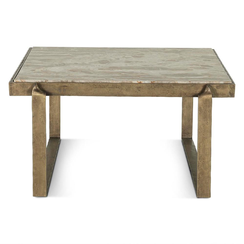World Interiors - Rhodes 32in Coffee Table with Marble and Antique Brass - ZWRHOCTMAB veiw 1
