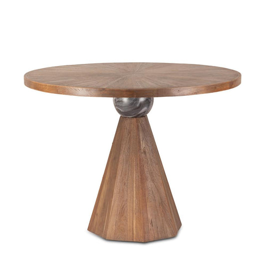 World Interiors - Rustic Revival 48in Round Gathering Table in Teak and Marble - ZWRRGT48AF veiw 1
