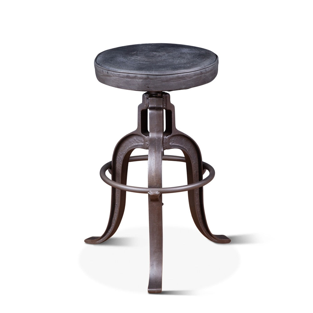 World Interiors - Sterling Height Adjustable Barstool in Black Leather - ZWSTLSLBL veiw 1