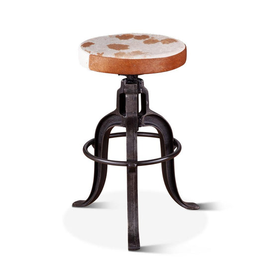 World Interiors - Sterling Industrial Adjusting Barstool in Natural Cowhide - ZWSTLSLCW veiw 1