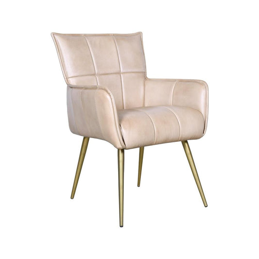 World Interiors - Thorpe Surrey Armchair in in Antique Ivory Leather and Gold Legs - ZWTHOSACAIG veiw 1