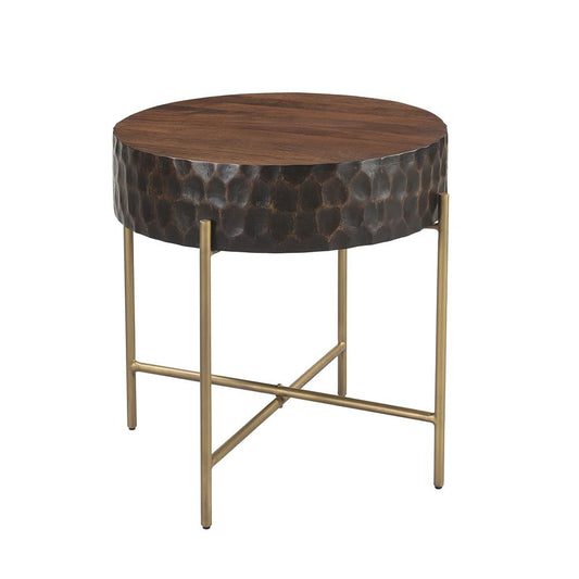 World Interiors - Vallarta 24in Side Table in Mango Wood and Iron with Two Toned Finish - ZWVALST24 veiw 1