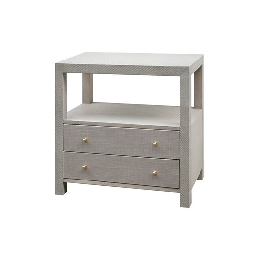 Worlds Away - 2 Drwr Side Table In Grey Grasscloth W.  Brass Hardware - HATTIE GRY view 1