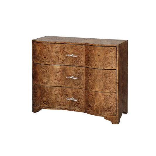 Worlds Away - 3 Drawer Chest In Dark Burl Wood With Acrylic Hardware - PLYMOUTH DBW view 1