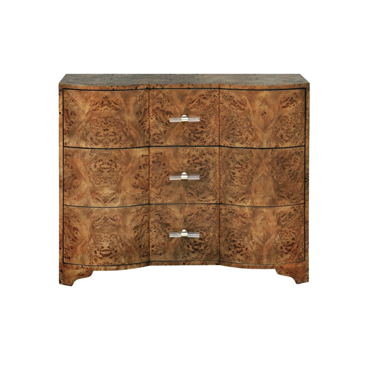 Worlds Away - 3 Drawer Chest In Dark Burl Wood With Acrylic Hardware - PLYMOUTH DBW view 2