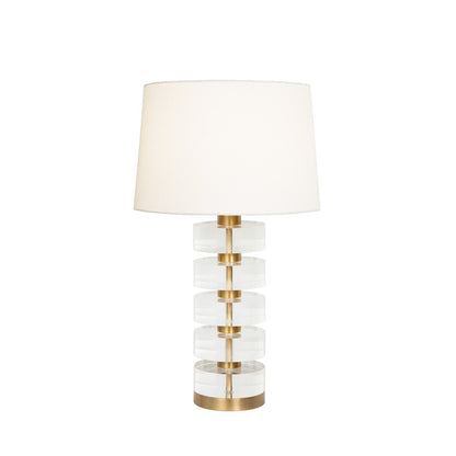 Worlds Away - Acrylic And Brushed Brass Stack Lamp With White Linen Shade - CYBILL BBR view 2