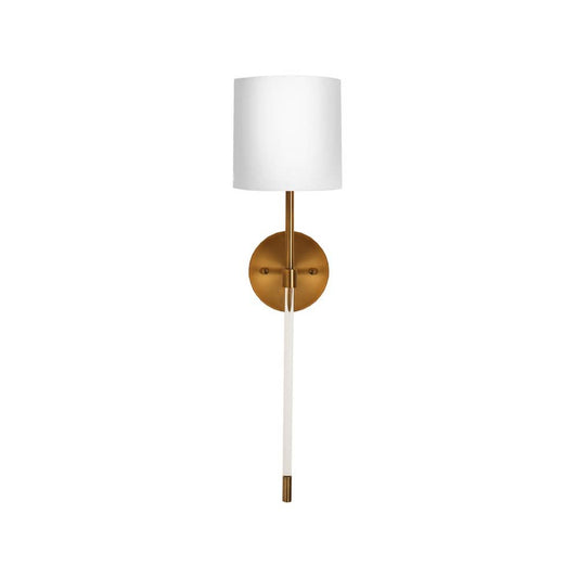 Worlds Away - Acrylic Sconce W. Wh Linen Shade In Antique Brass - BRISTOW ABR view 1