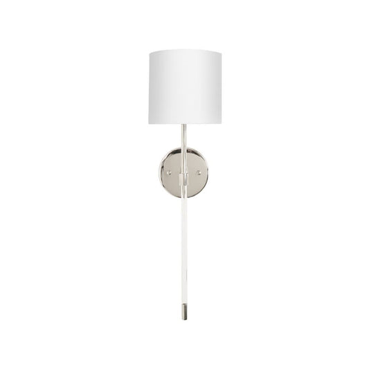 Worlds Away - Acrylic Sconce W. Wh Linen Shade In Nickel - BRISTOW N view 1