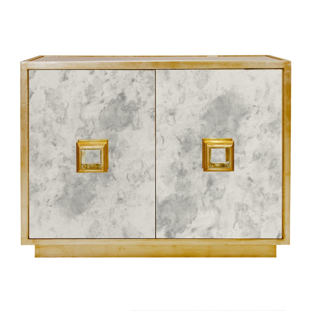 Worlds Away - Ant Mirror 2 Door Cabinet With Gold Leaf Detailing - WINSLOW AMG view 1