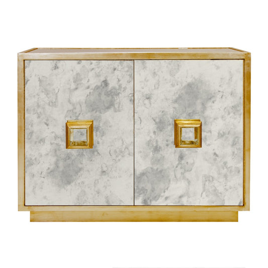 Worlds Away - Ant Mirror 2 Door Cabinet With Gold Leaf Detailing - WINSLOW AMG view 1