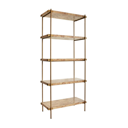 Worlds Away - Antique Brass Etagere With Shelves In Burl Wood - HARRIS BW view 1