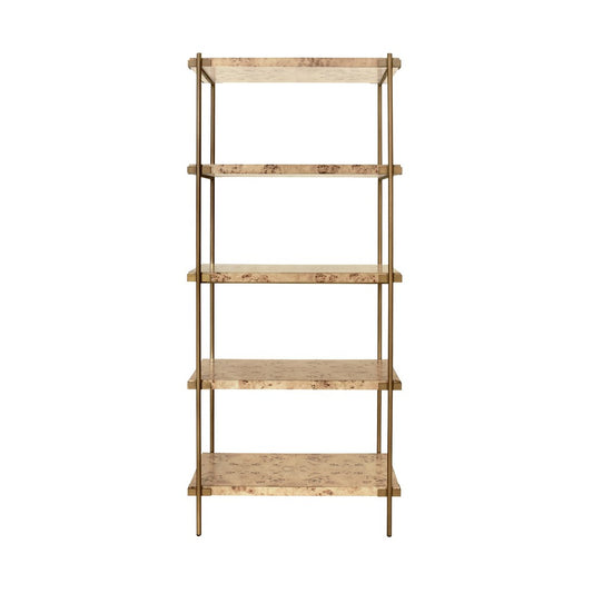 Worlds Away - Antique Brass Etagere With Shelves In Burl Wood - HARRIS BW view 2