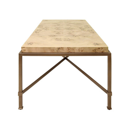 Worlds Away - Antique Brass Frame Coffee Table With Thick Top In Burl Wood - HARDWICK BW view 3