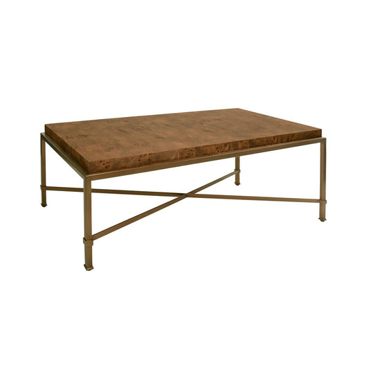 Worlds Away - Antique Brass Frame Coffee Table With Thick Top In Dark Burl Wood - HARDWICK DBW view 1
