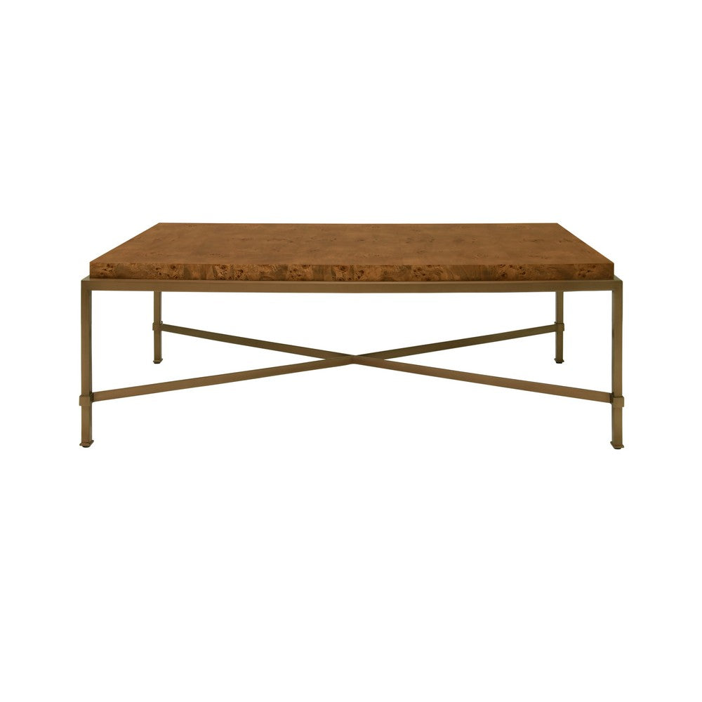 Worlds Away - Antique Brass Frame Coffee Table With Thick Top In Dark Burl Wood - HARDWICK DBW view 2