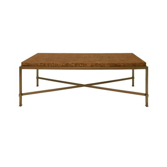 Worlds Away - Antique Brass Frame Coffee Table With Thick Top In Dark Burl Wood - HARDWICK DBW view 2
