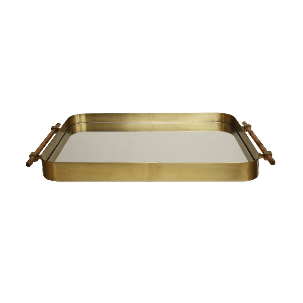 Worlds Away - Antique Brass Frame Tray W Inset Mirror - SARATOGA BR view 1