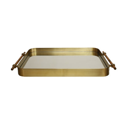 Worlds Away - Antique Brass Frame Tray W Inset Mirror - SARATOGA BR view 1