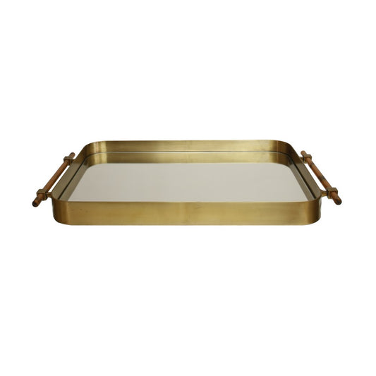 Worlds Away - Antique Brass Frame Tray W Inset Mirror - SARATOGA BR view 1