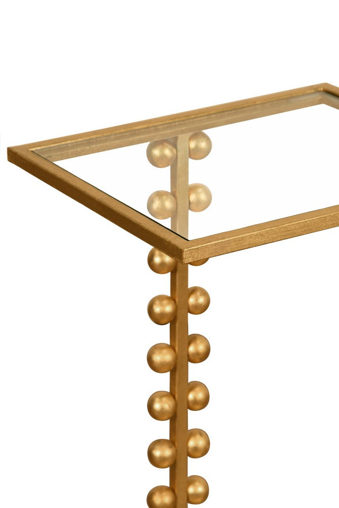 Worlds Away - Ball Lined Cigar Table With Glass Top In Gold Leaf - FOSTER G view 5