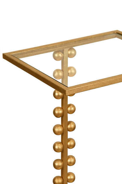Worlds Away - Ball Lined Cigar Table With Glass Top In Gold Leaf - FOSTER G view 5