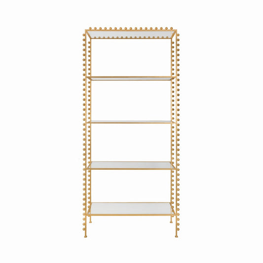 Worlds Away - Ball Lined Etagere With Clear Glass Shelves In Gold Leaf - GOLDIE G view 2